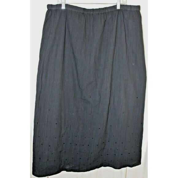 Addition Elle Vintage Crinkle Broomstick Skirt Plus 20 Lagenlook Black Sequin - Picture 3 of 6